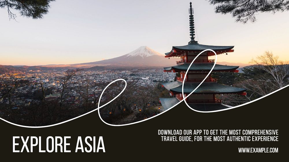 Explore Asia app blog banner template, editable text