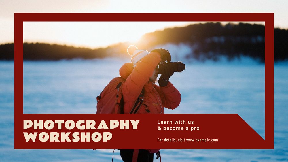 Photography workshop blog banner template, editable text