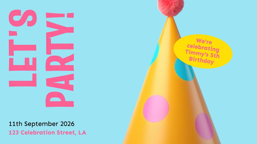 Lets party blog banner template, editable text