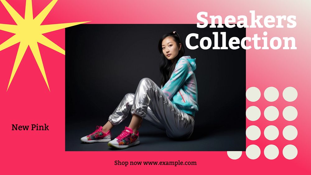 Sneakers collection blog banner template, editable text