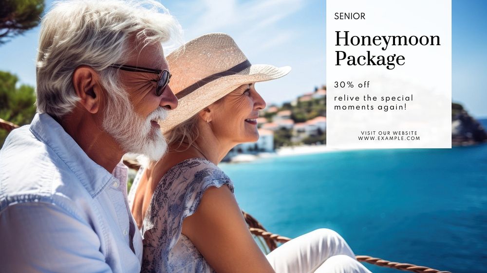 Senior honeymoon package blog banner template, editable text