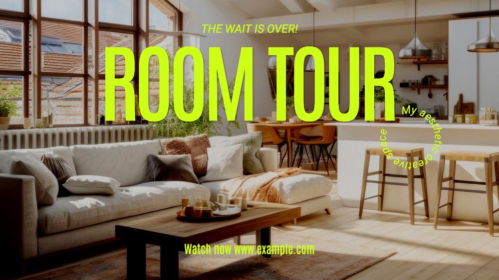 Room tour Youtube cover template, editable design