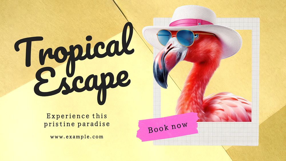 Tropical escape blog banner template, editable text