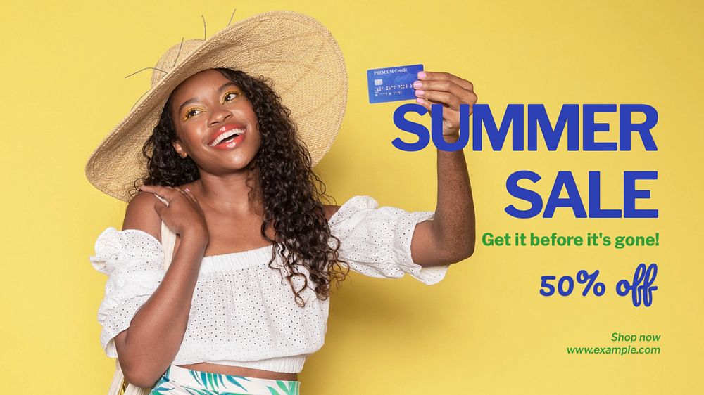 Summer sale blog banner template, editable text