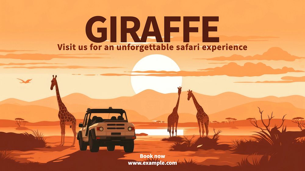 Giraffe safari blog banner template, editable text