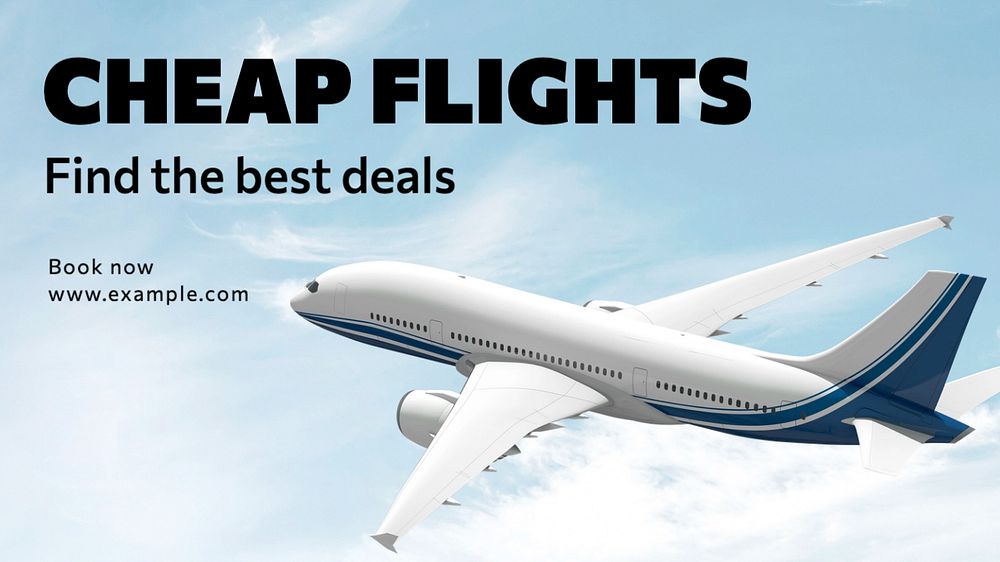 Cheapest flights blog banner template, editable text