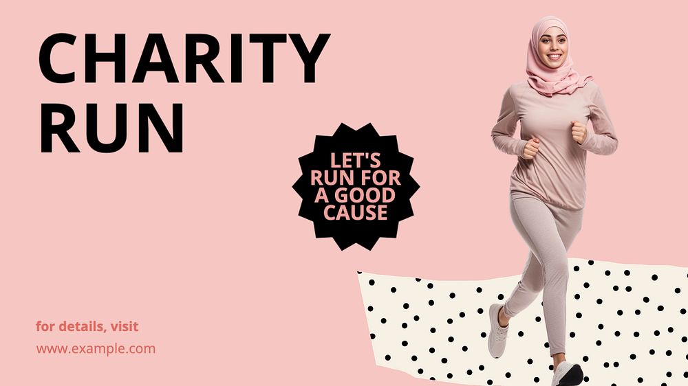 Charity run blog banner template, editable text