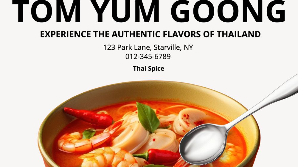 Tom yum goong blog banner template, editable text