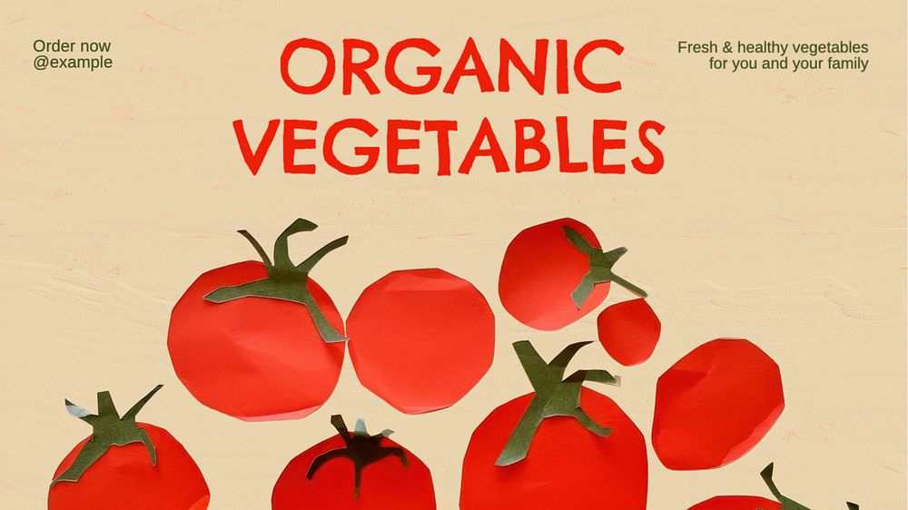 Organic vegetables blog banner template, editable text