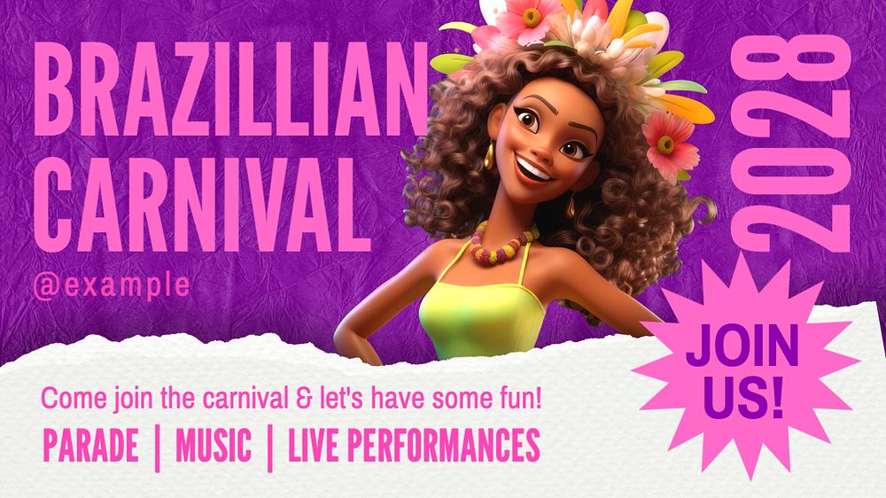 Brazilian carnival blog banner template, editable text