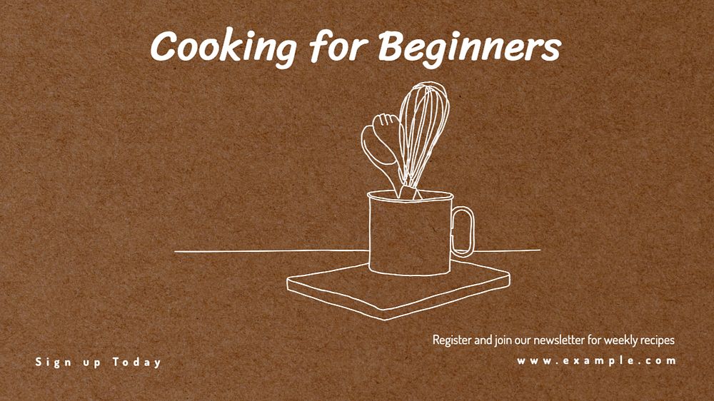 Cooking for beginners blog banner template, editable text