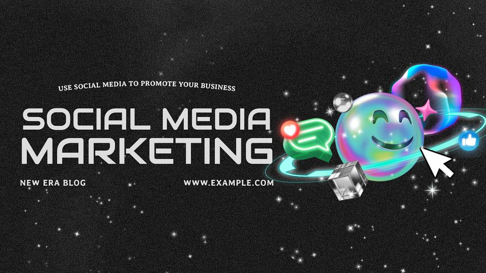 Social media marketing blog banner template, editable text