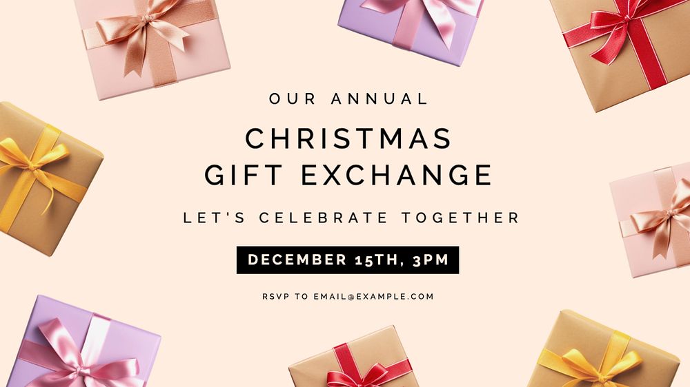 Christmas gift exchange blog banner template, editable text