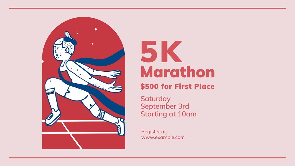 5k marathon blog banner template, editable text