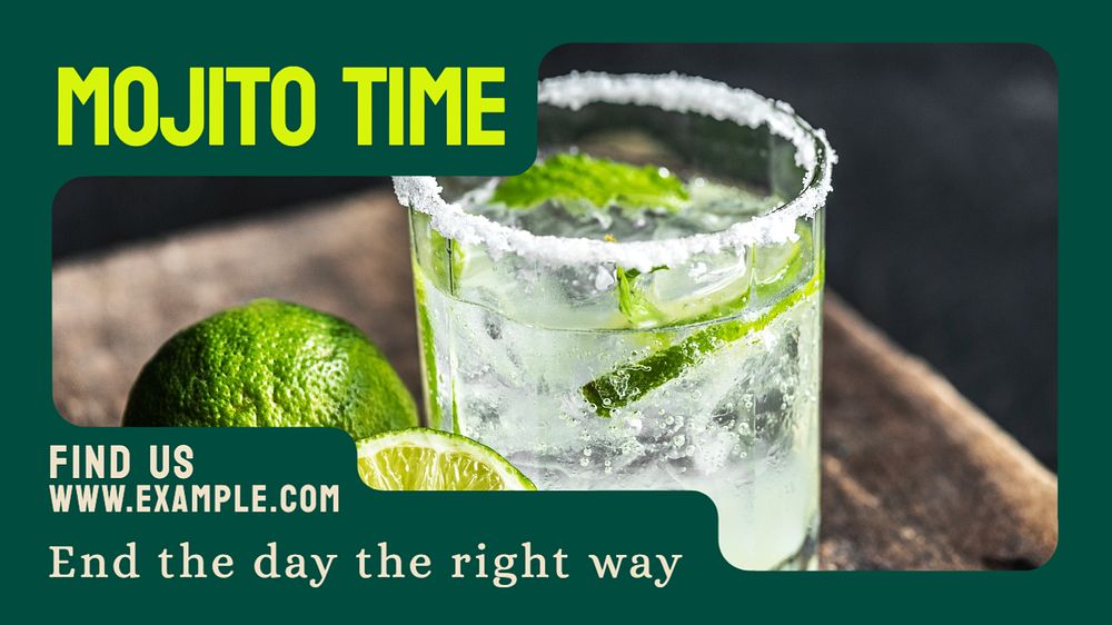 Mojito time blog banner template, editable text