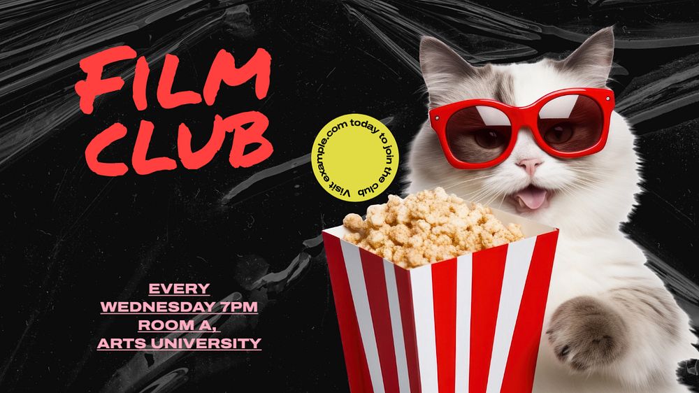 Film club blog banner template, editable text