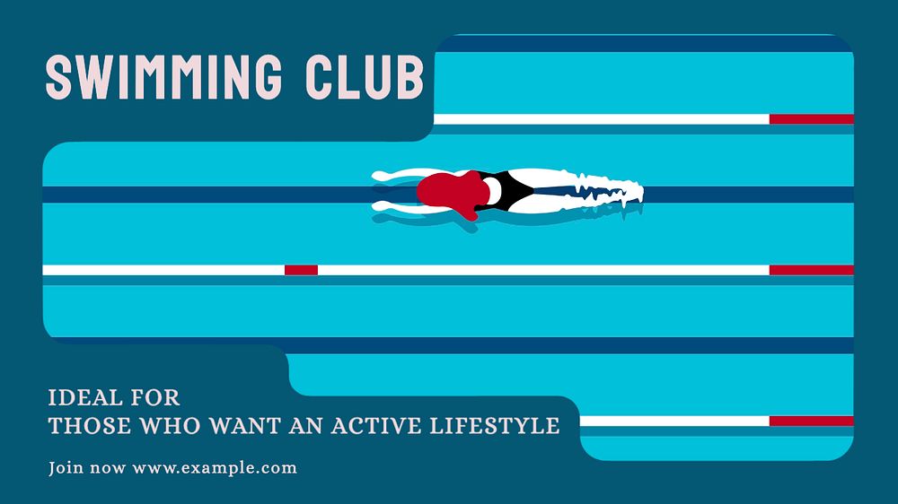 Swimming club blog banner template, editable text