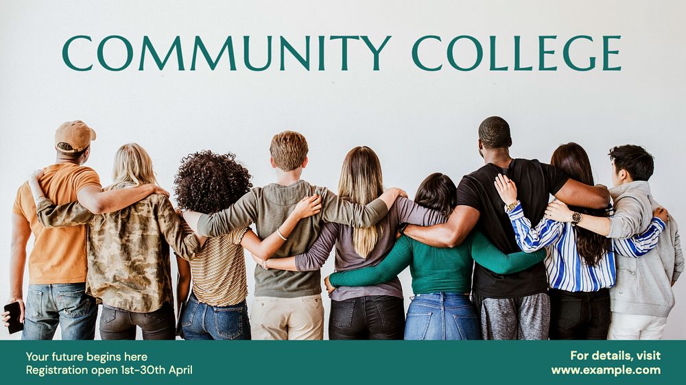 Community college blog banner template, editable text