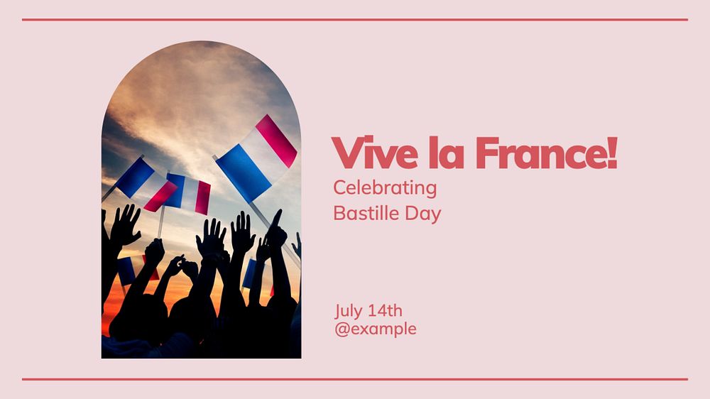 France, Bastille day blog banner template, editable text