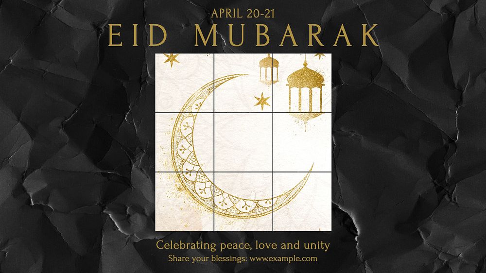 Eid Mubarak blog banner template, editable text