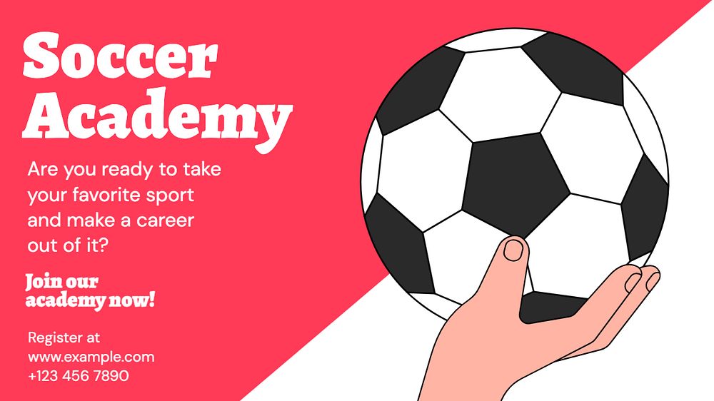 Soccer academy blog banner template, editable text