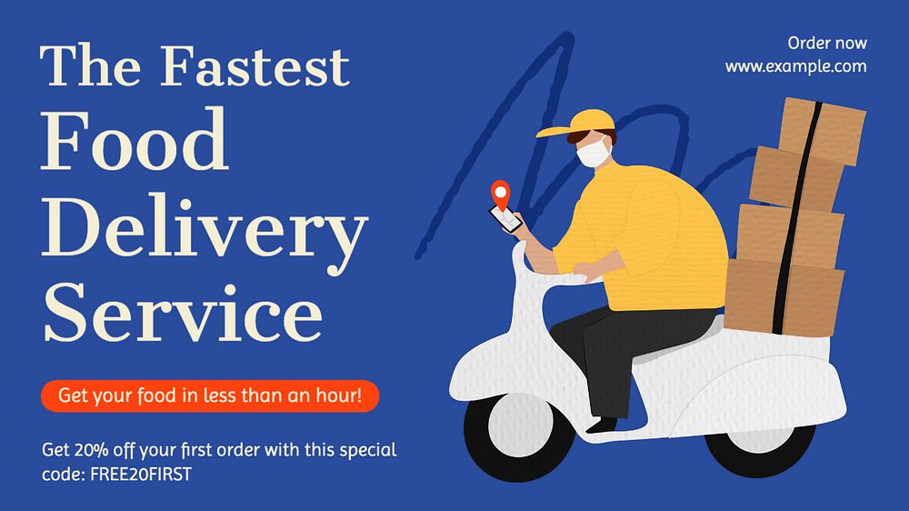 Fastest food delivery blog banner template, editable text