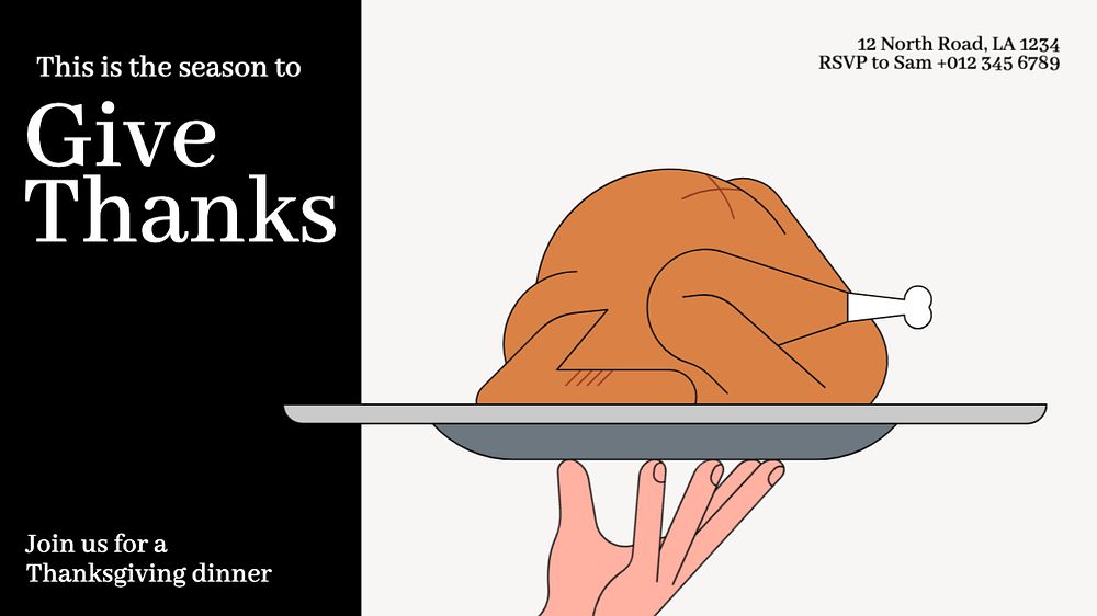 Thanksgiving dinner blog banner template, editable text