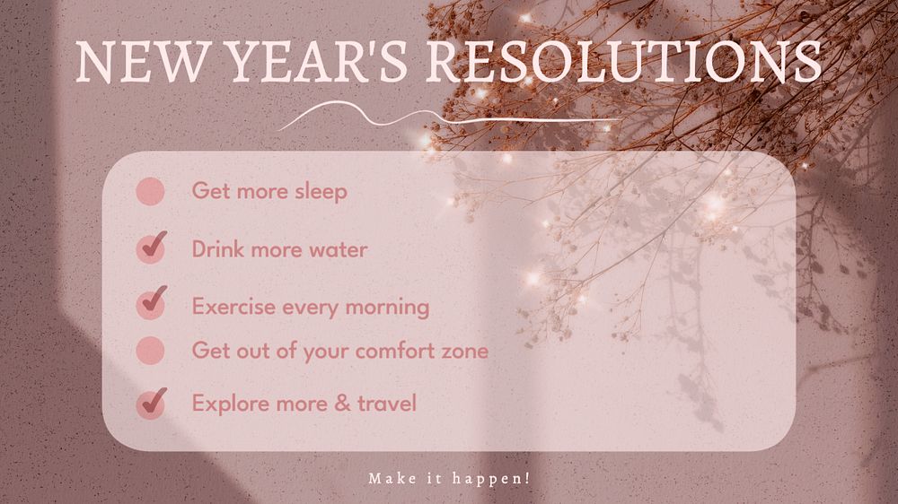 New year resolutions blog banner template, editable text