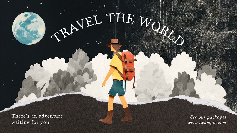 Travel the world blog banner template, editable text