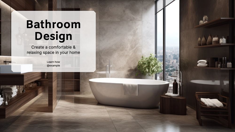 Bathroom design blog banner template, editable text