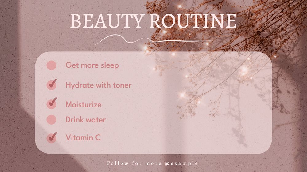 Beauty routine blog banner template, editable text