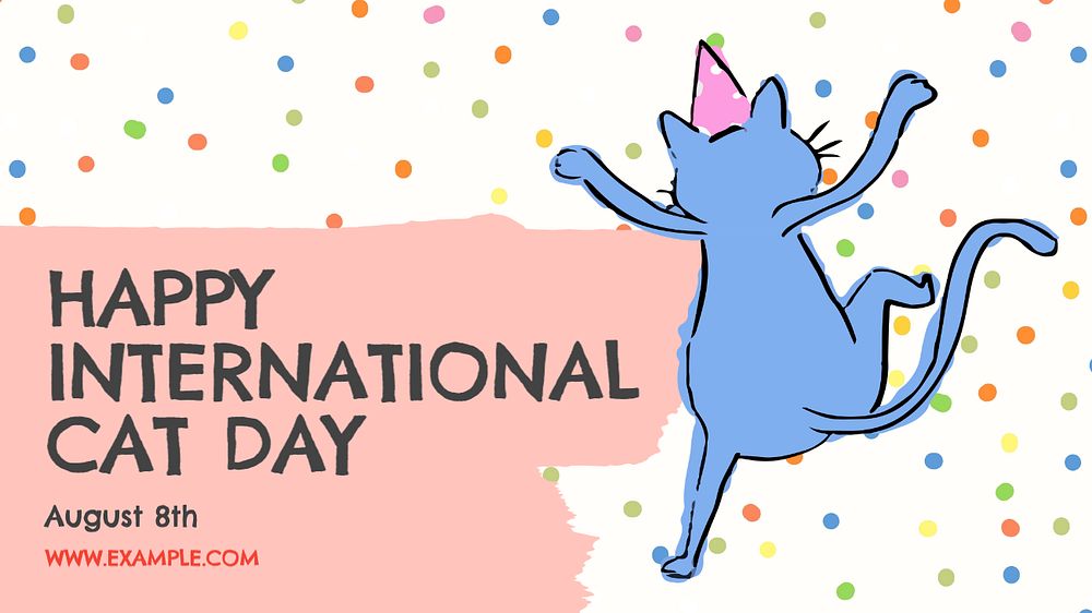 International cat day blog banner template, editable text