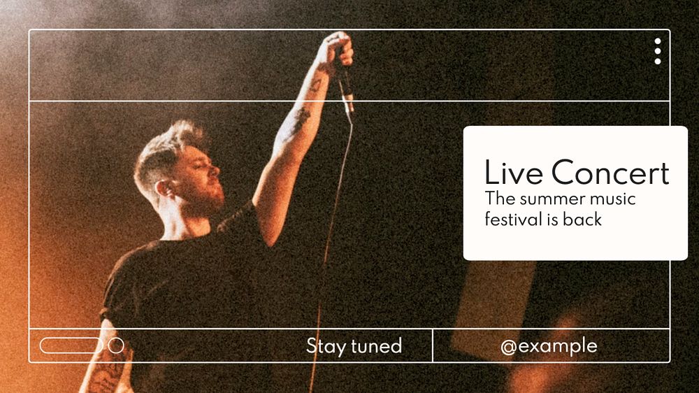 Live concert blog banner template, editable text