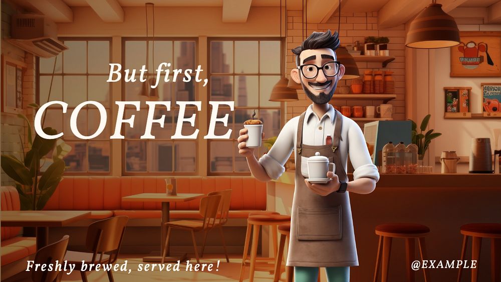 Coffee morning blog banner template, editable text