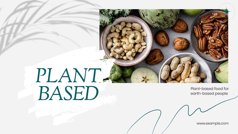 Plant-based food blog banner template, editable text