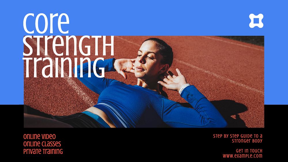 Core strength training blog banner template, editable text