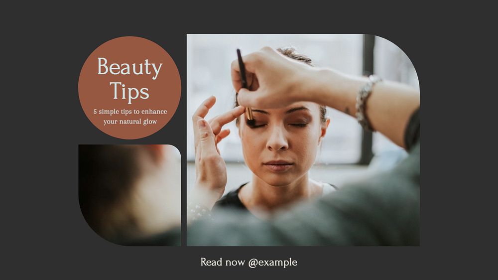 Beauty tips blog banner template, editable text