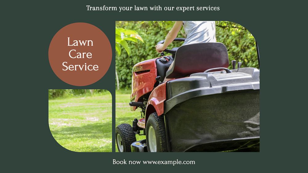 Lawn care service blog banner template, editable text