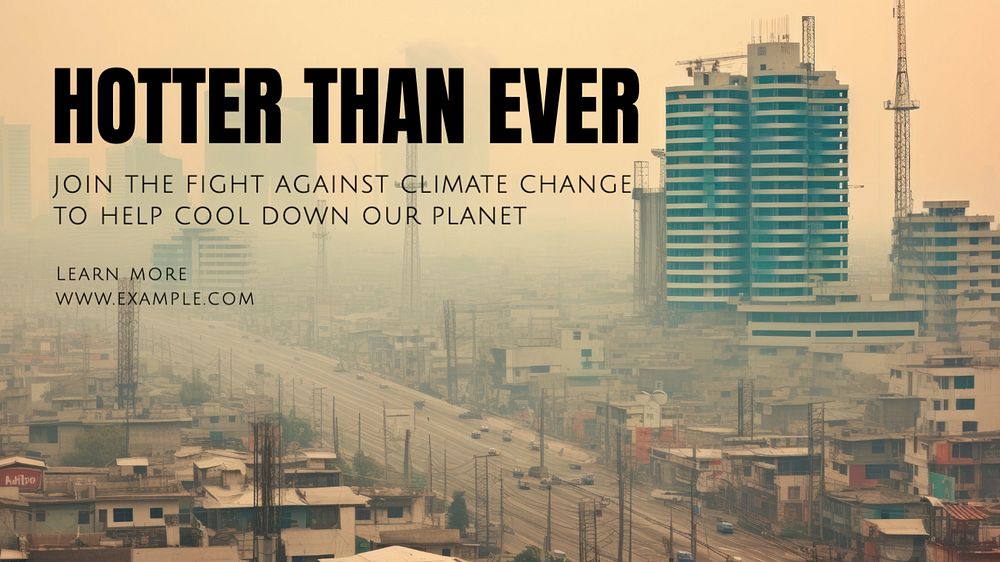 Climate change fire global warming blog banner template, editable text