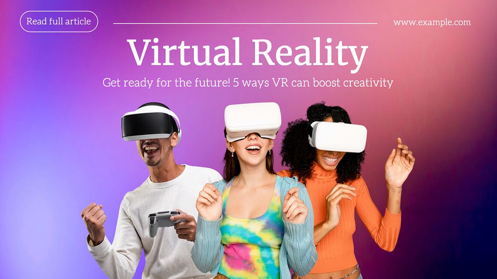 VR for workplace blog banner template, editable text