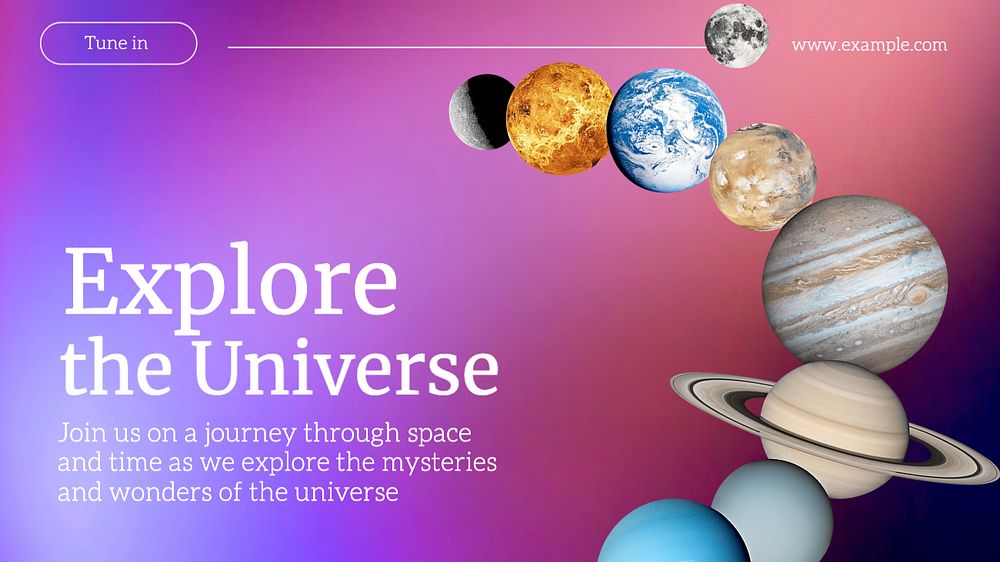 Explore the universe blog banner template, editable text