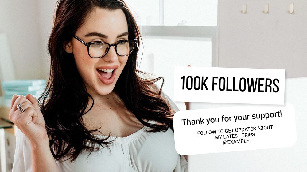 Thank followers blog banner template, editable text