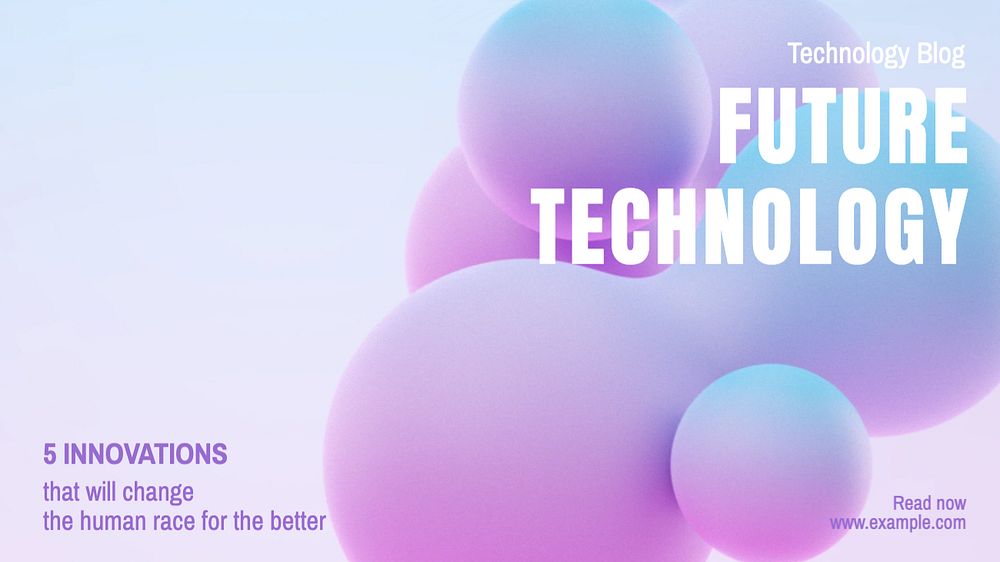 Future technology blog banner template, editable text