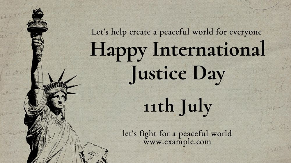 International Justice Day blog banner template, editable text