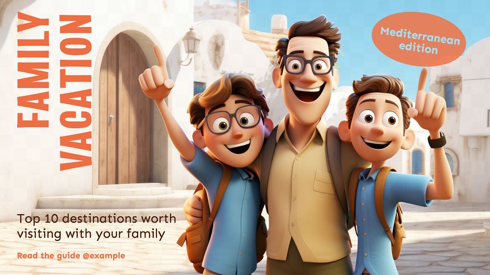 Family vacation blog banner template, editable design