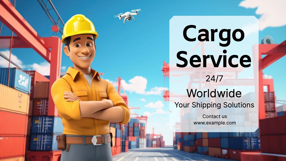 Cargo service blog banner template, editable text