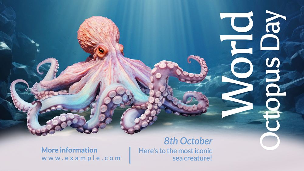 World octopus day blog banner template, editable text