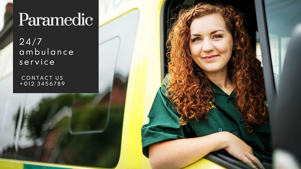 Paramedic blog banner template, editable text