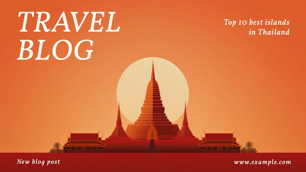 Travel blog blog banner template, editable text