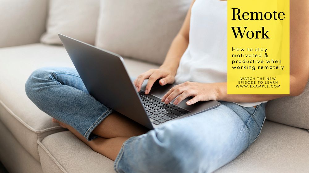 Remote work blog banner template, editable text